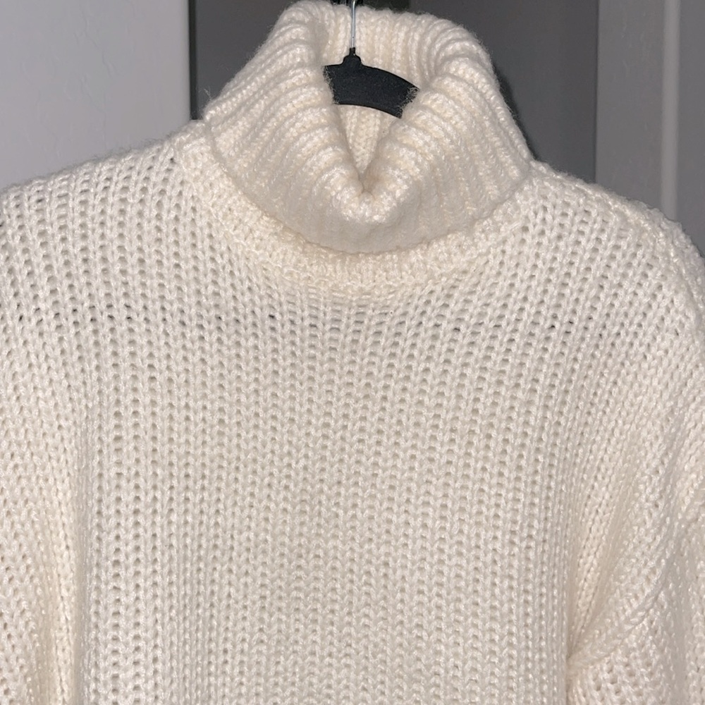 TIGER MIST LEONARDO KNIT JUMPER TURTLE NECK SWEATER CROPPED BALLON SLEEVES SZ L - Picture 4 of 15